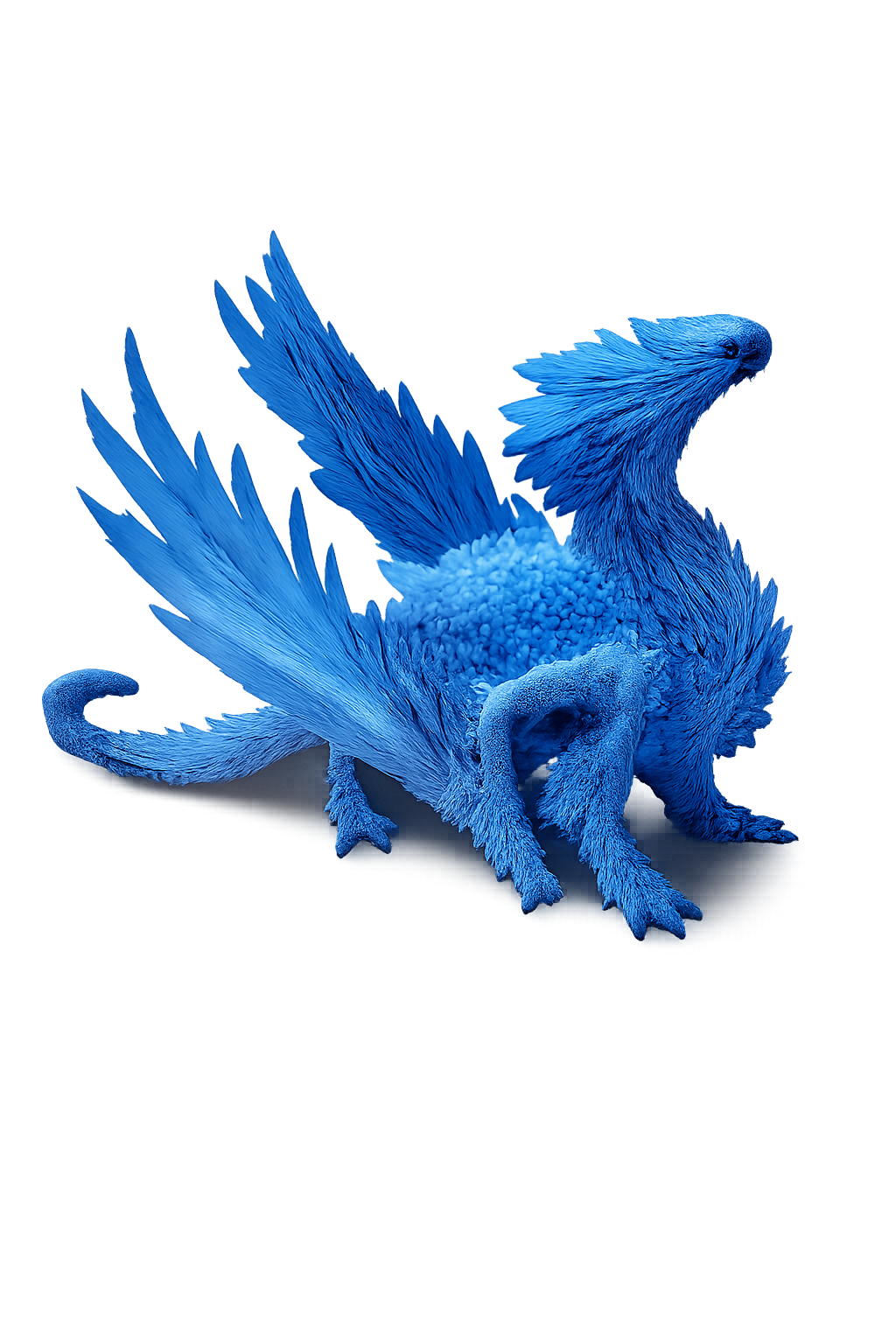Blue 3D printed dragon figurine